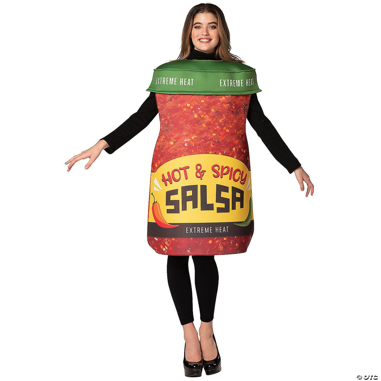 Adults Hot & Spicy Salsa Jar Costume – Funny Food Halloween Cosplay Party Outfit
