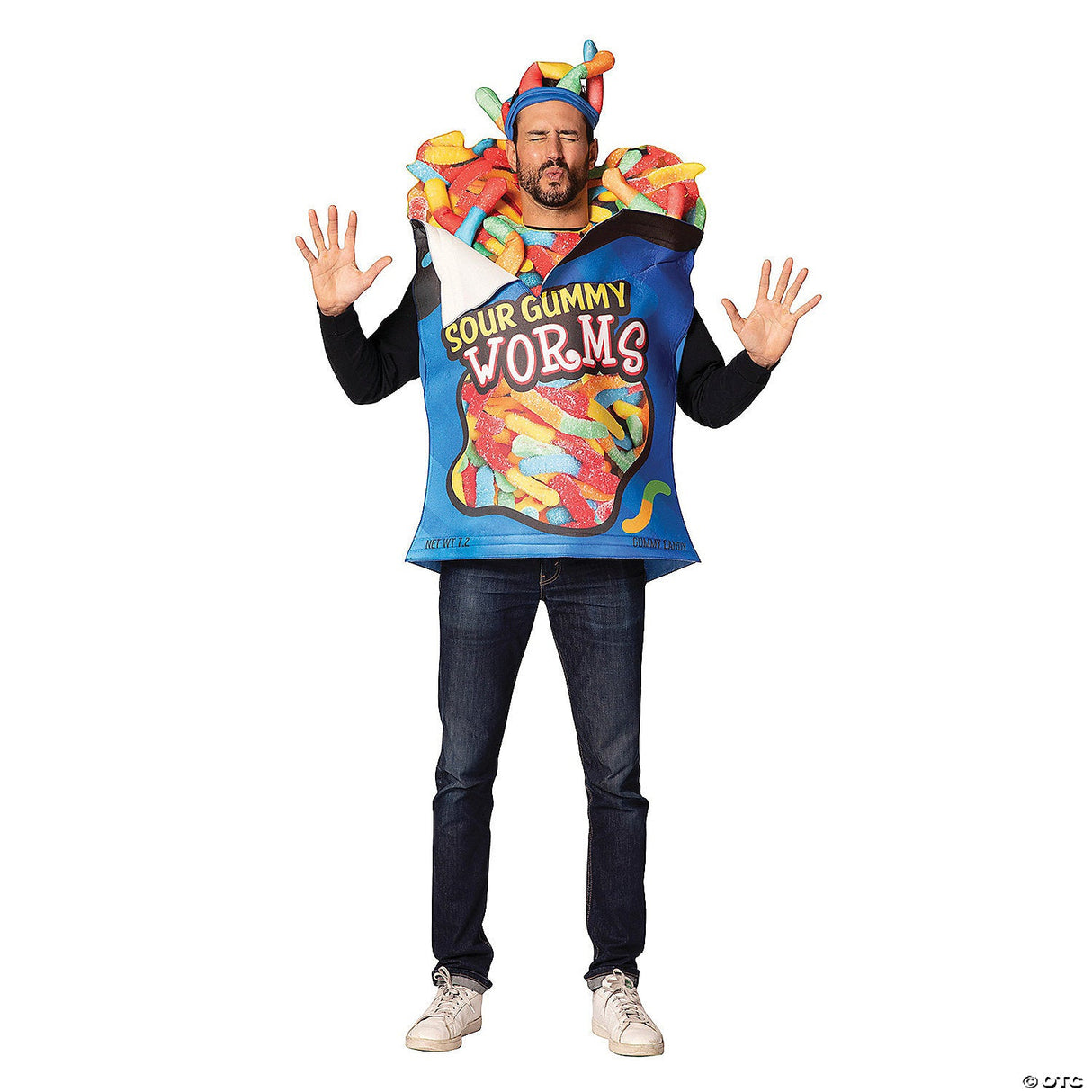 Adults Sour Gummy Worms Costume – Funny Candy Halloween Cosplay Party Outfit