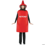 Adults Ketchup Costume – Classic Food Condiment Halloween Cosplay Party Outfit