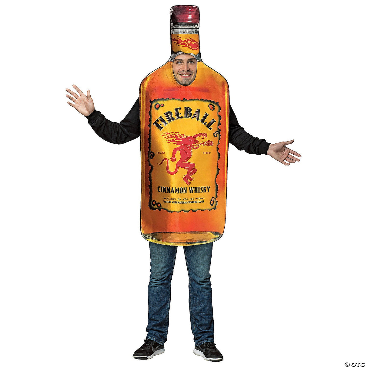 Adults Fireball Whiskey Bottle Costume – Funny Drink Halloween Cosplay Party Out