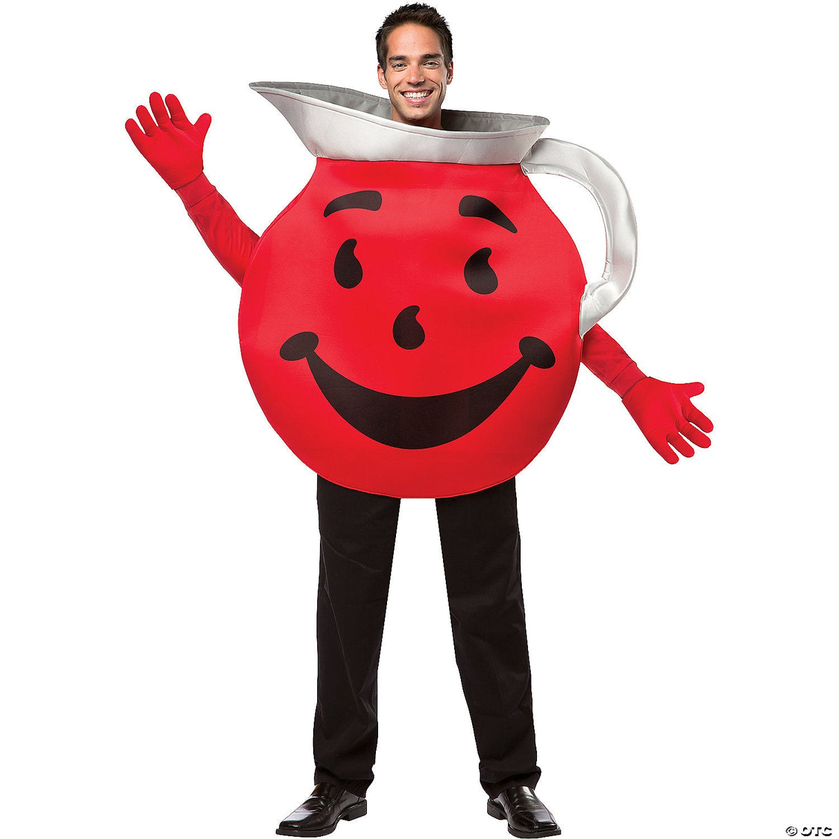 Adults Red Kool-Aid Man Costume – Funny Drink Halloween Cosplay Party Outfit