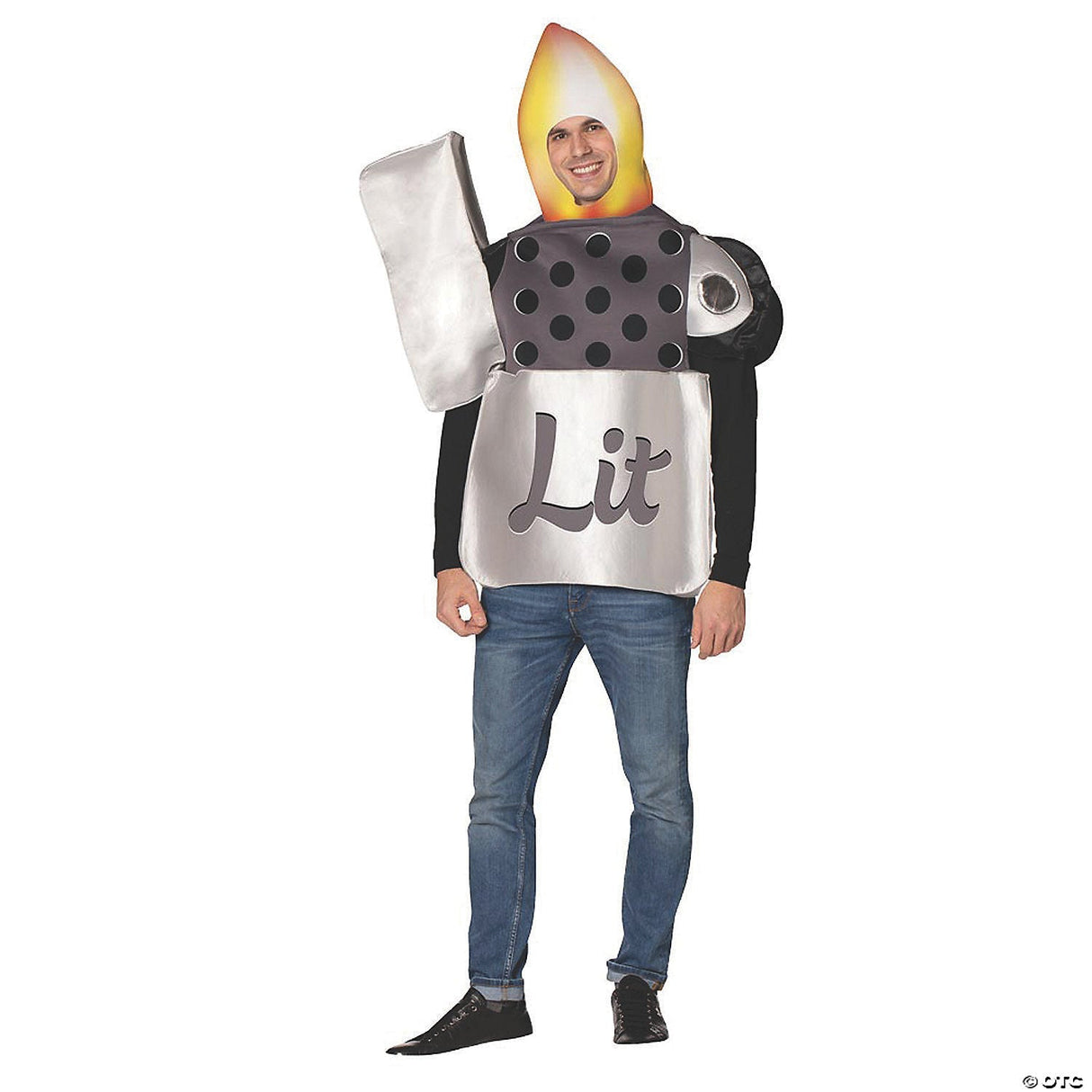 Adult Lit Lighter Costume – Funny Flame Prop Halloween Cosplay Party Outfit