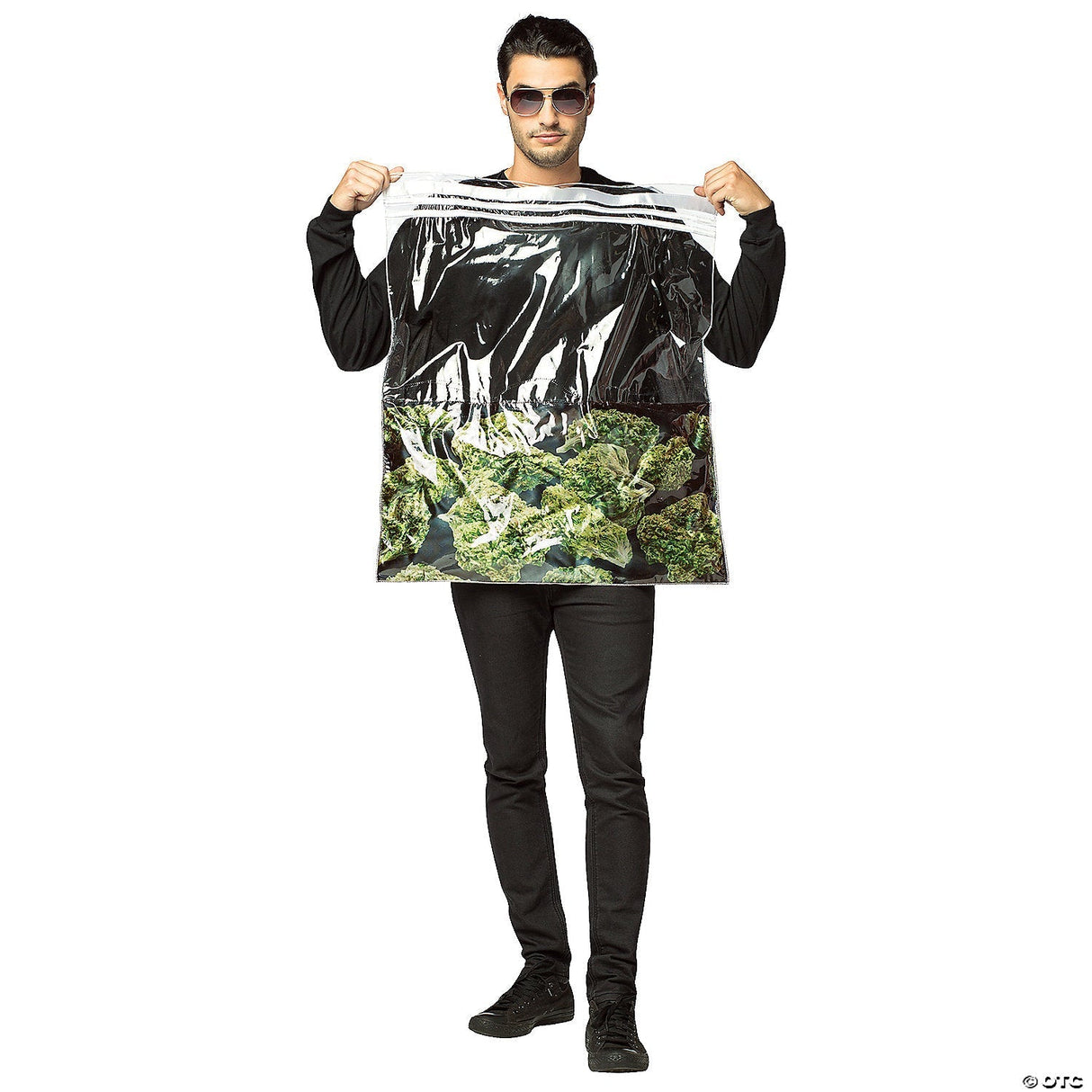 Adult Bag of Weed Costume – Funny Cannabis Gag Halloween Cosplay Party Outfit