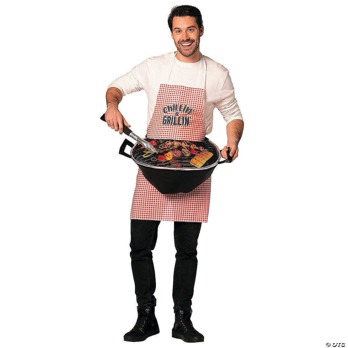 Adults Grill Master Apron Costume w/ Grill – Funny BBQ Halloween Cosplay Outfit