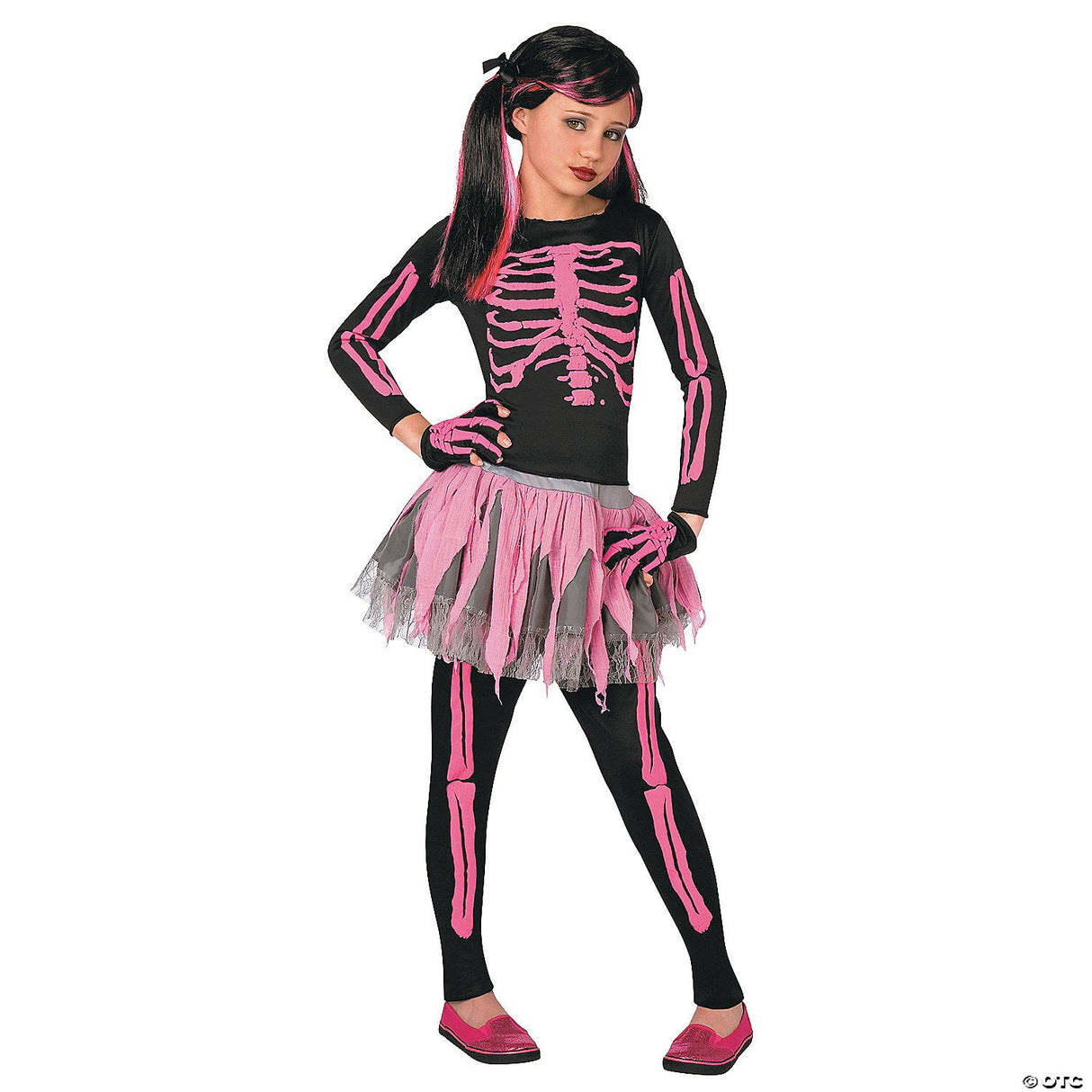 SKELETON PUNK PINK CHILD 4-6 Halloween Costume Cosplay & Party Outfit For Kids