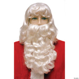 Super Deluxe Santa Wig and Beard Set White Long Curly Christmas Costume
