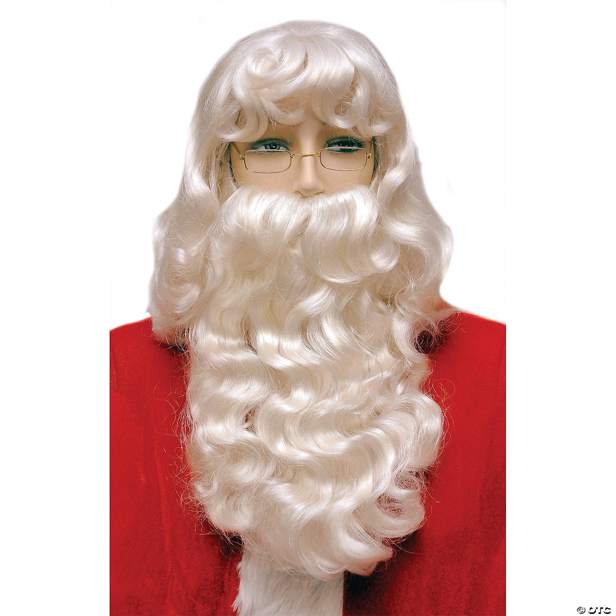 Super Deluxe Santa Wig and Beard Set White Long Curly Christmas Costume