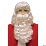 Super Deluxe Santa Wig and Beard Set White Long Curly Christmas Costume