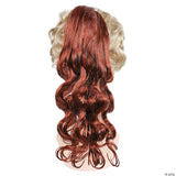 Ponytail Comb Wig Flame Red Long Curly Costume Theatre Cosplay Adult Women