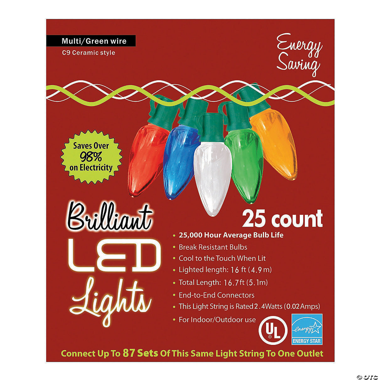 25-count C9 Led Multicolor Holiday String Lights