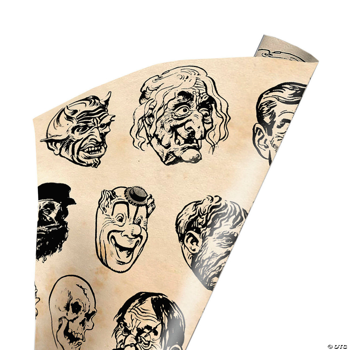 Vintage Monster Masks Wrapping Paper Retro Halloween Party Decoration