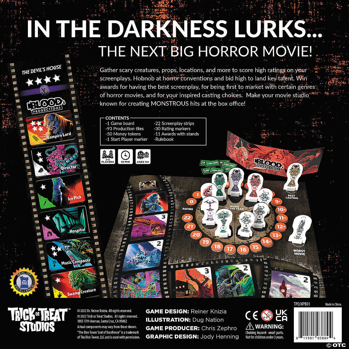Reiner Knizia Nightmare Productions Board Game For 2-5 Players