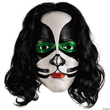 Kiss Deluxe The Catman Overhead Plastic Mask With Wig - One Size