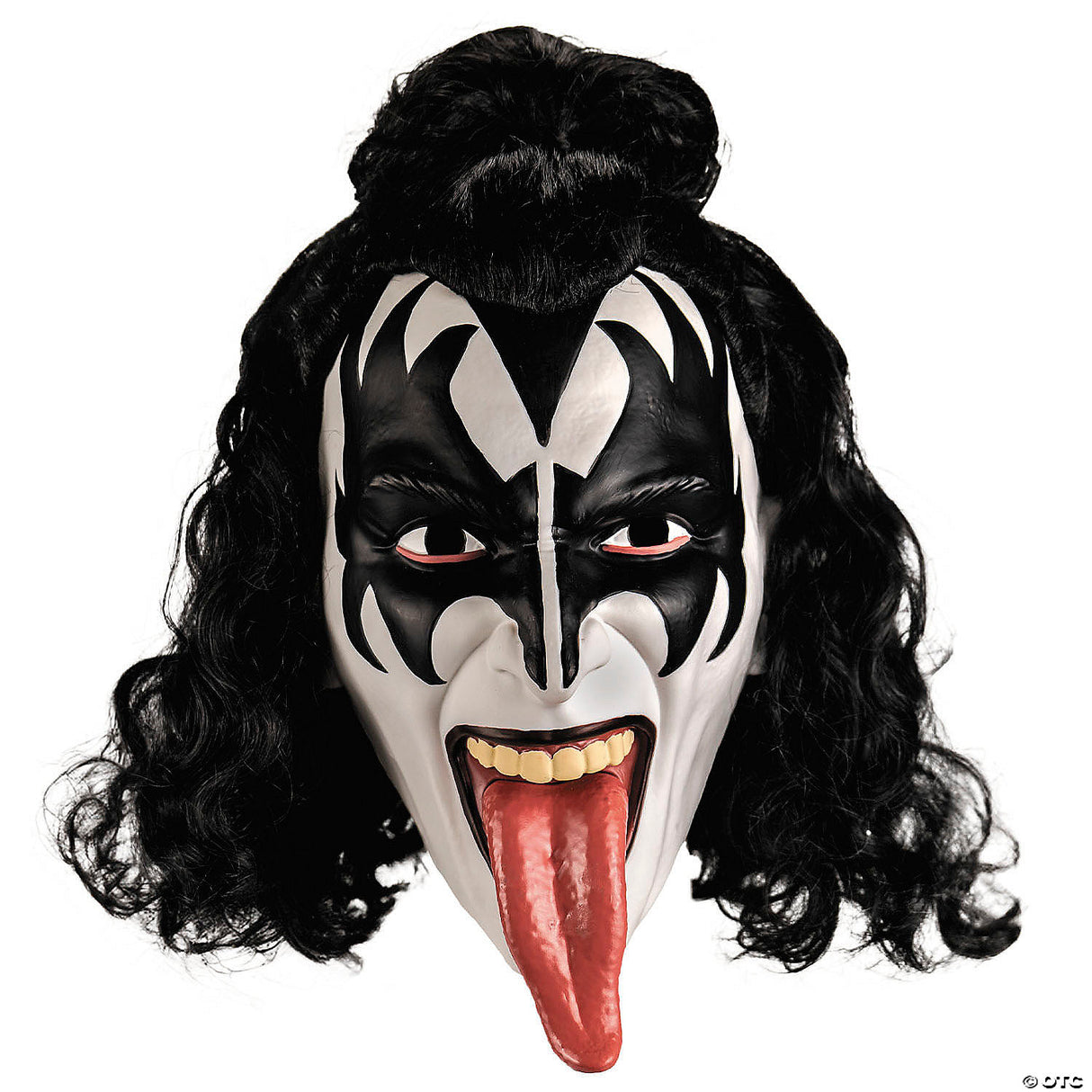 Kiss Deluxe The Demon Overhead Plastic Mask With Wig - One Size