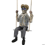 62" Hanging Lightup Animated Swinging Skeleton Boy Decoration