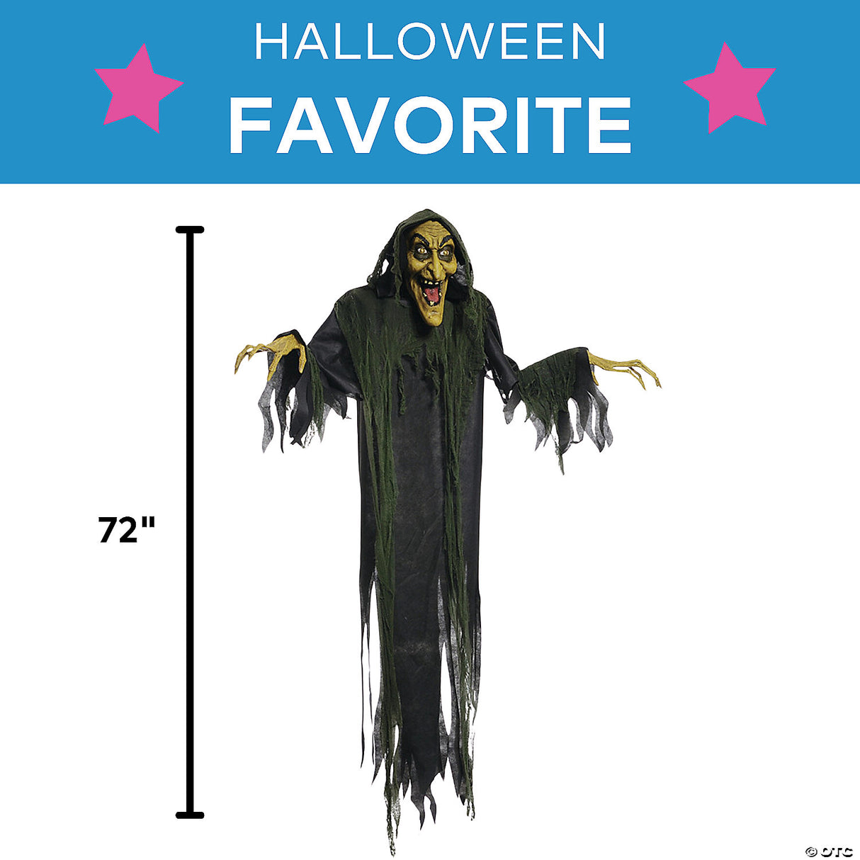 6' Animated Hanging Witch Halloween Decoration