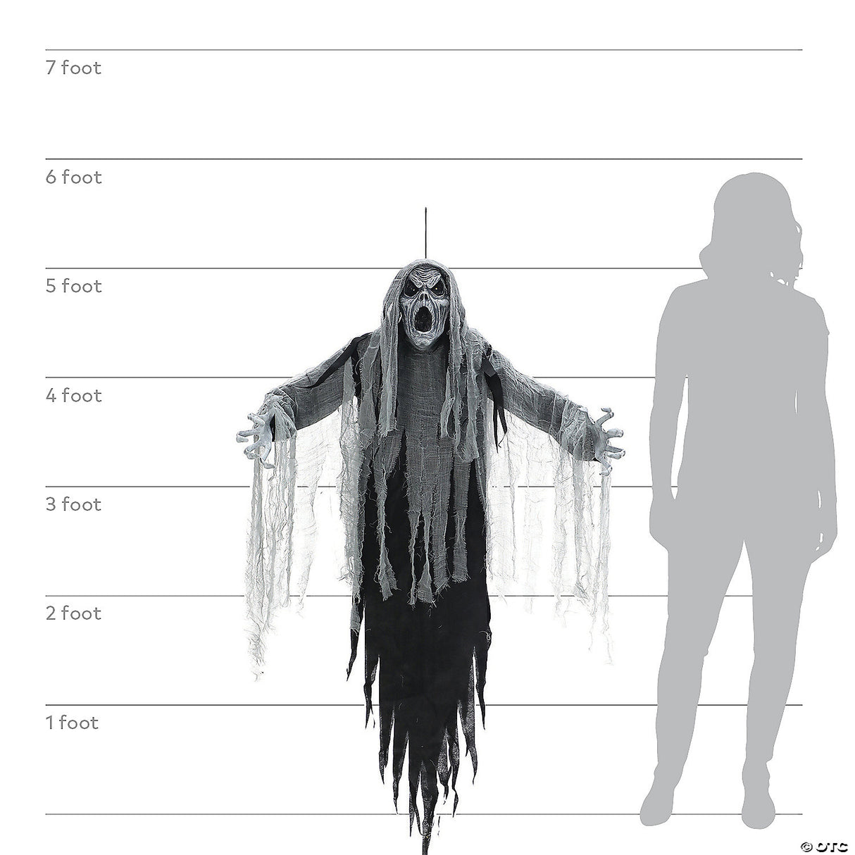 60" Ghostly Howling Phantom Hanging Halloween Decoration