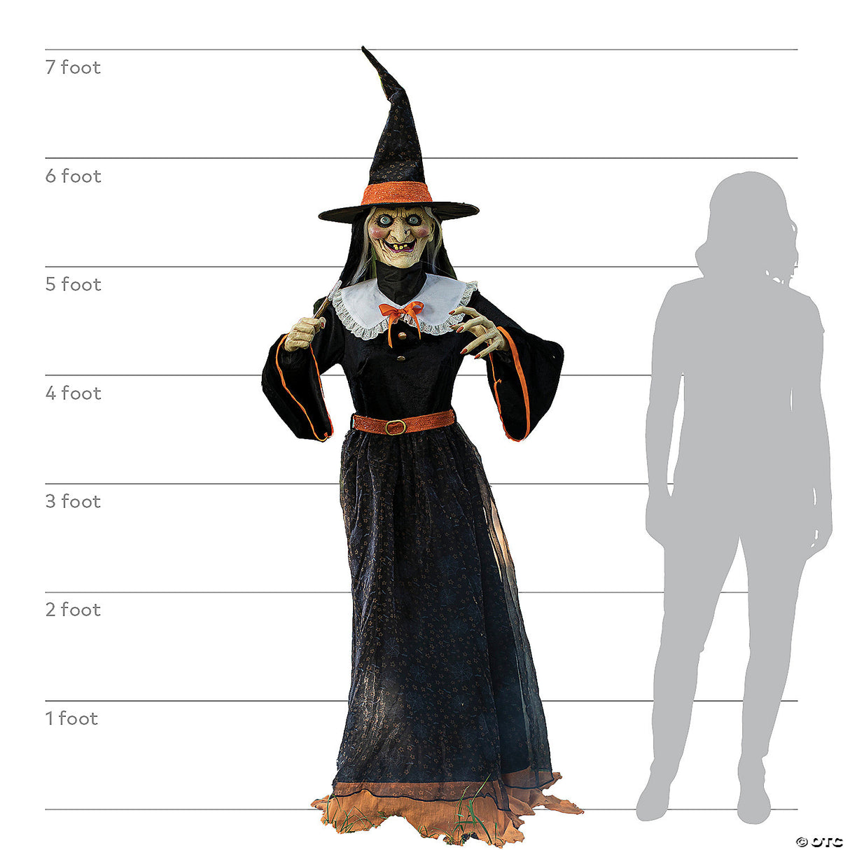 7' Animated Whimsical Witch