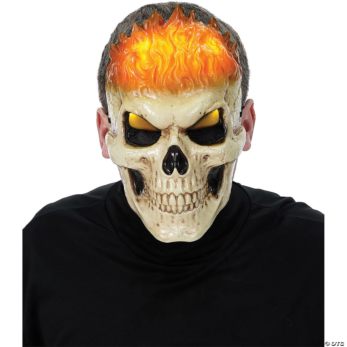 Light-up Orange Inferno Skull Mask