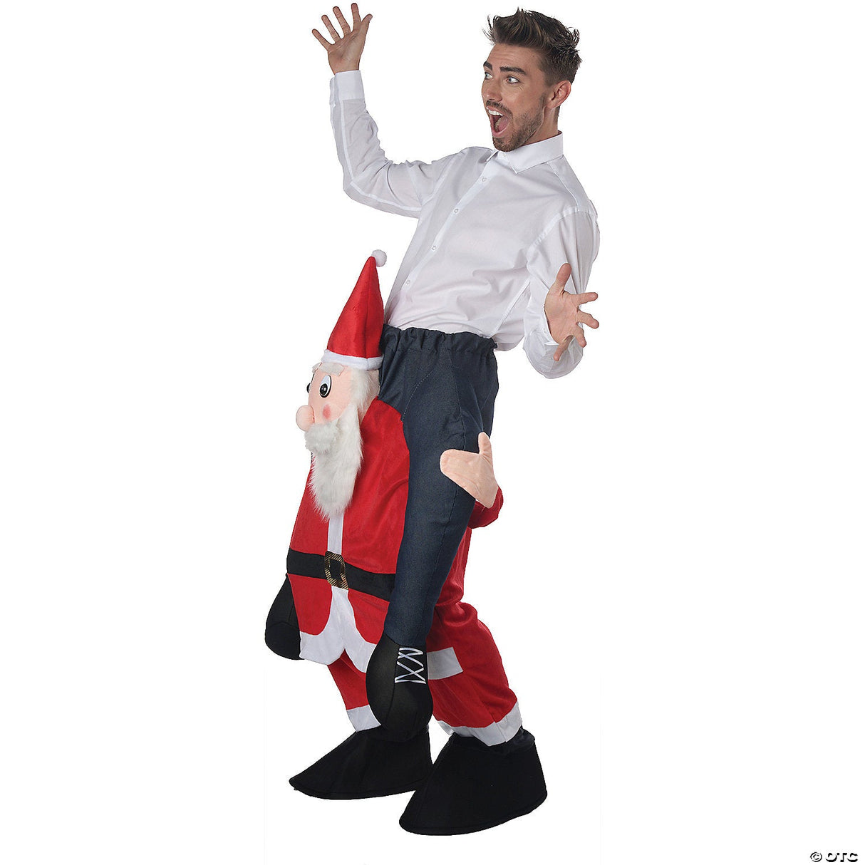 Adult Carry Me Santa Costume – Funny Christmas Ride-On Piggyback Outfit