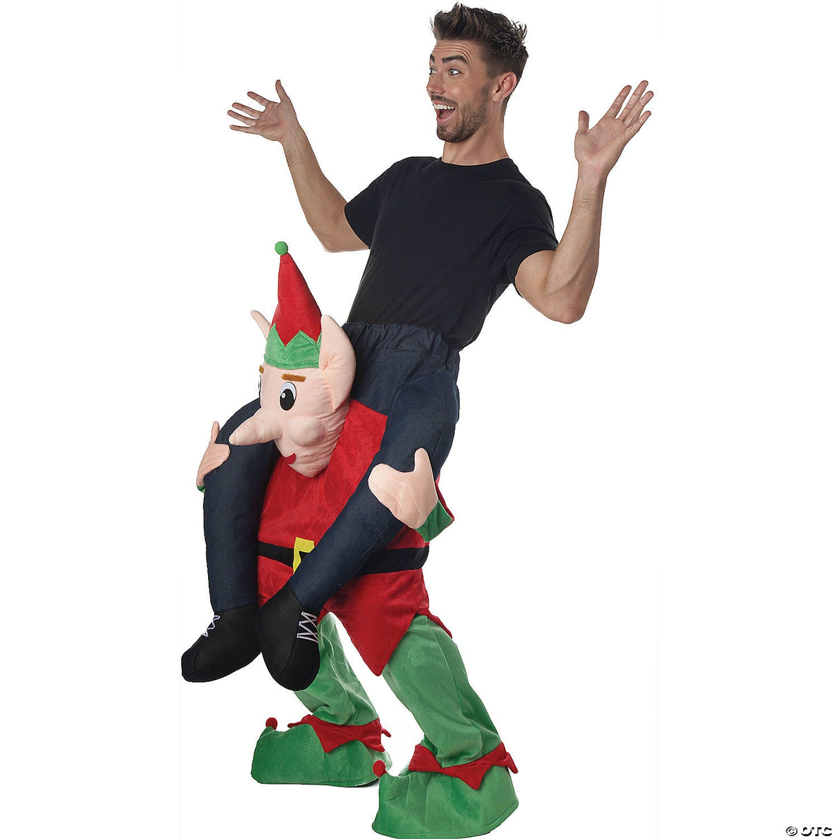 Adult Carry Me Elf Costume – Funny Christmas Ride-On Piggyback Outfit