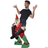 Adult Carry Me Elf Costume – Funny Christmas Ride-On Piggyback Outfit