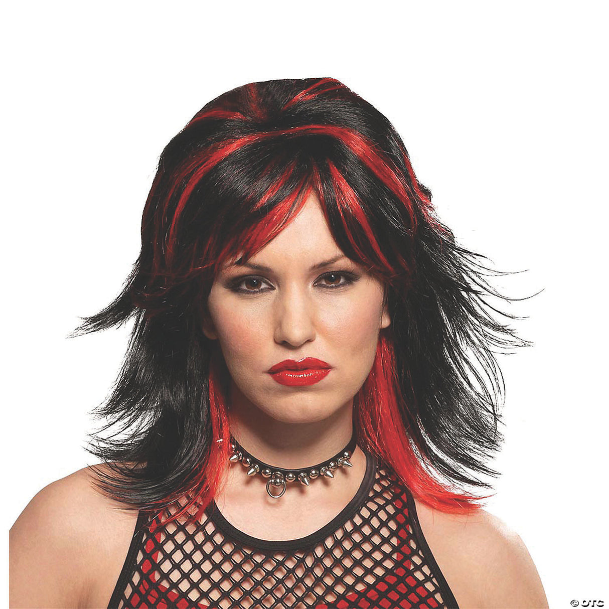 Unisex Black & Red Rocker Wig