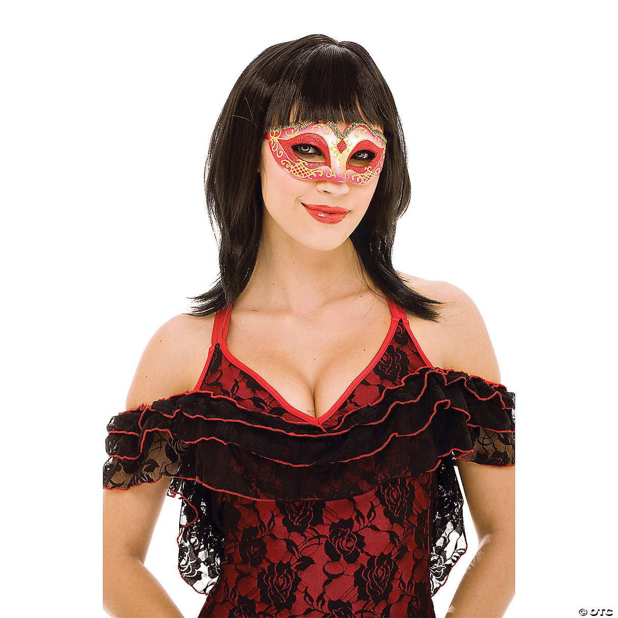 RED MASQUERADE MASK PM568973 - Halloween Costume Mask Dress Up Party Accessory