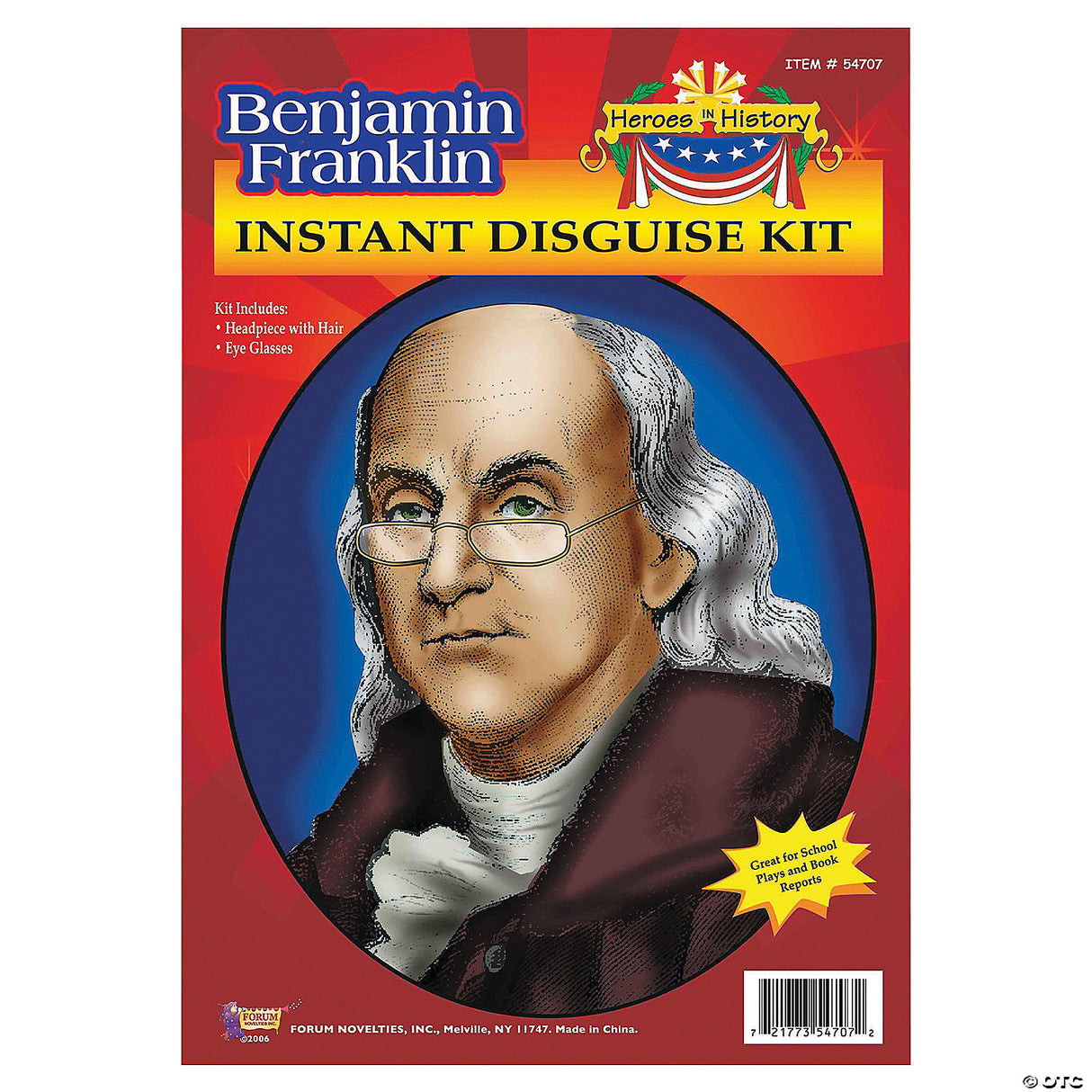 Heroes In History: Benjamin Franklin Wig & Glasses