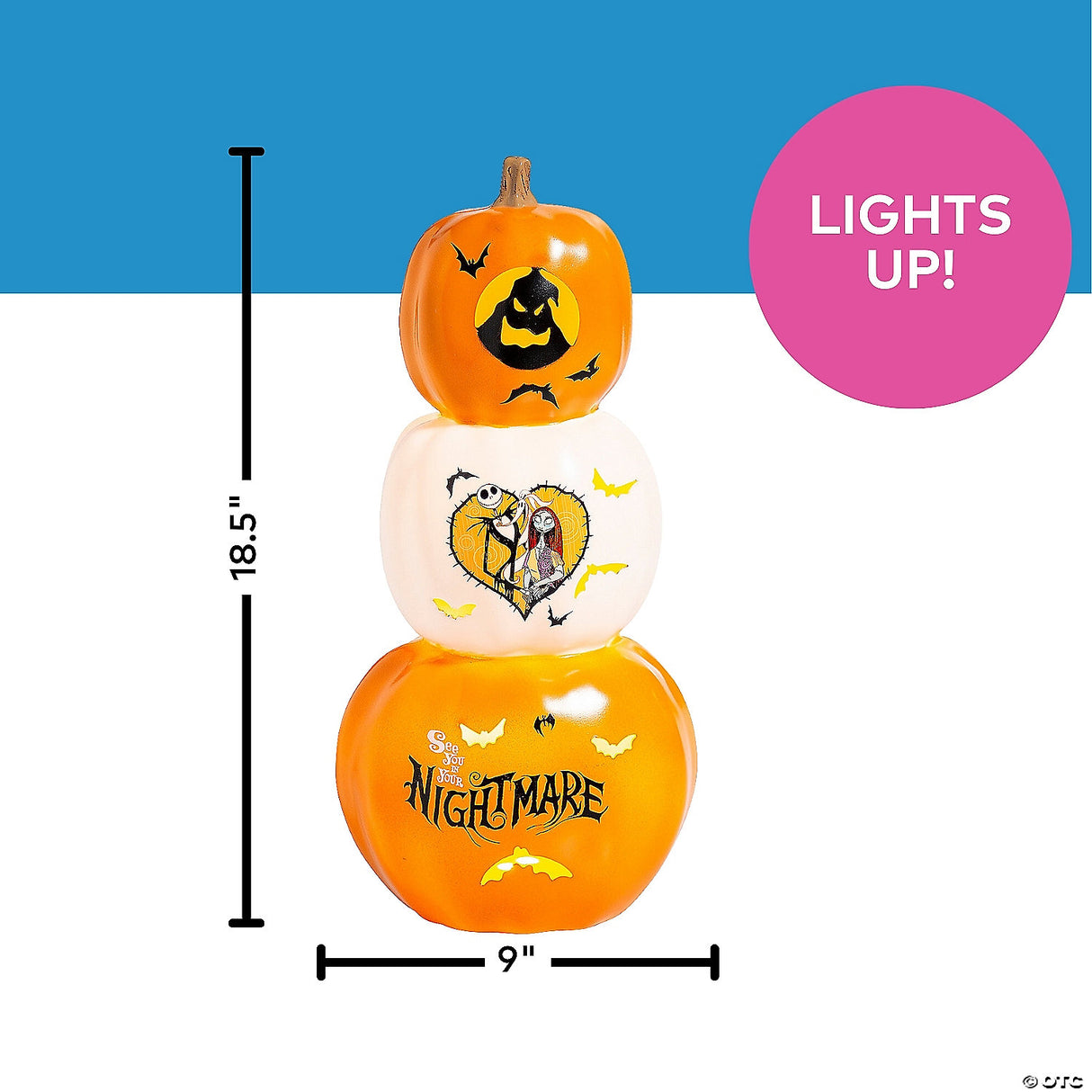 18 1/2" The Nightmare Before Christmas™ Light-up Stacked Pumpkins Tabletop Decoration