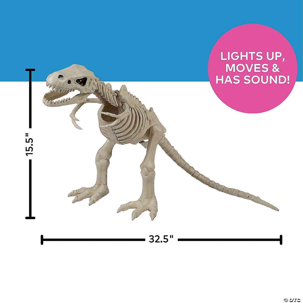 18 1/2" Animated Light-up Tiger Skeleton Halloween Decoration