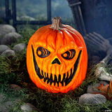 8 1/4" Light-up Creepy Plastic Pumpkin With Sound Halloween Decoration