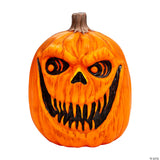 8 1/4" Light-up Creepy Plastic Pumpkin With Sound Halloween Decoration