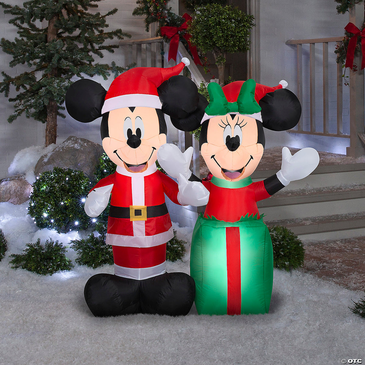 4 Ft. Airblown® Blowup Inflatable Santa Mickey & Minnie With Built-in Lights Christmas Outdoor Yard Decoration