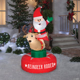 72" Blow Up Inflatable Animated Santa On Reindeer Outdoor Yard Decoration