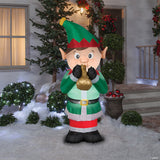 72" Blow Up Inflatable Animated Elf Playing Trumpet Outdoor Yard Decoration