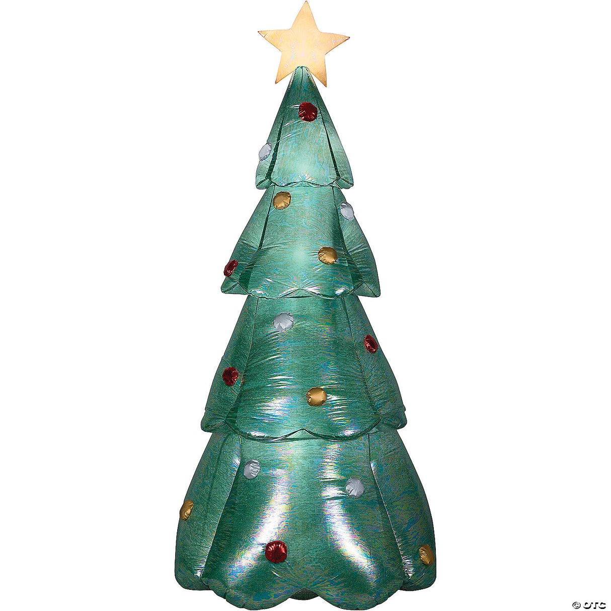 90" Blow-up Inflatable Mixed Media Green Christmas Tree With Built-in Led Lights Outdoor Yard Decoration