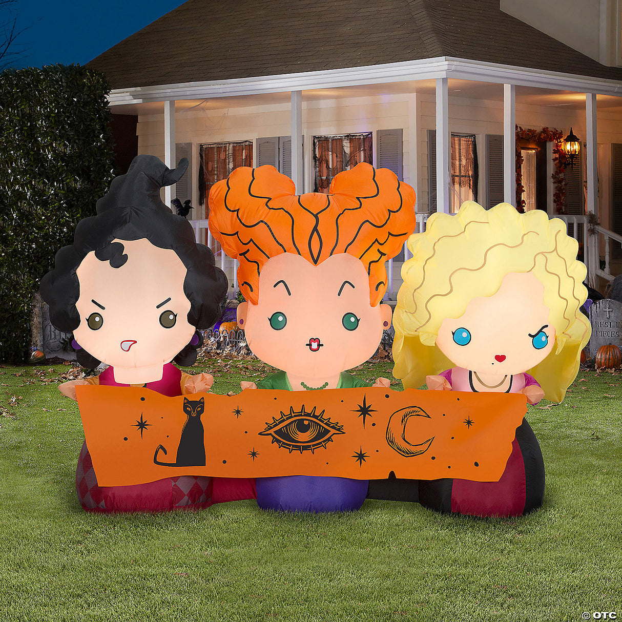 42" Blow-up Inflatable Hocus Pocus Sisters With Built-in Led Lights Outdoor Yard Decoration