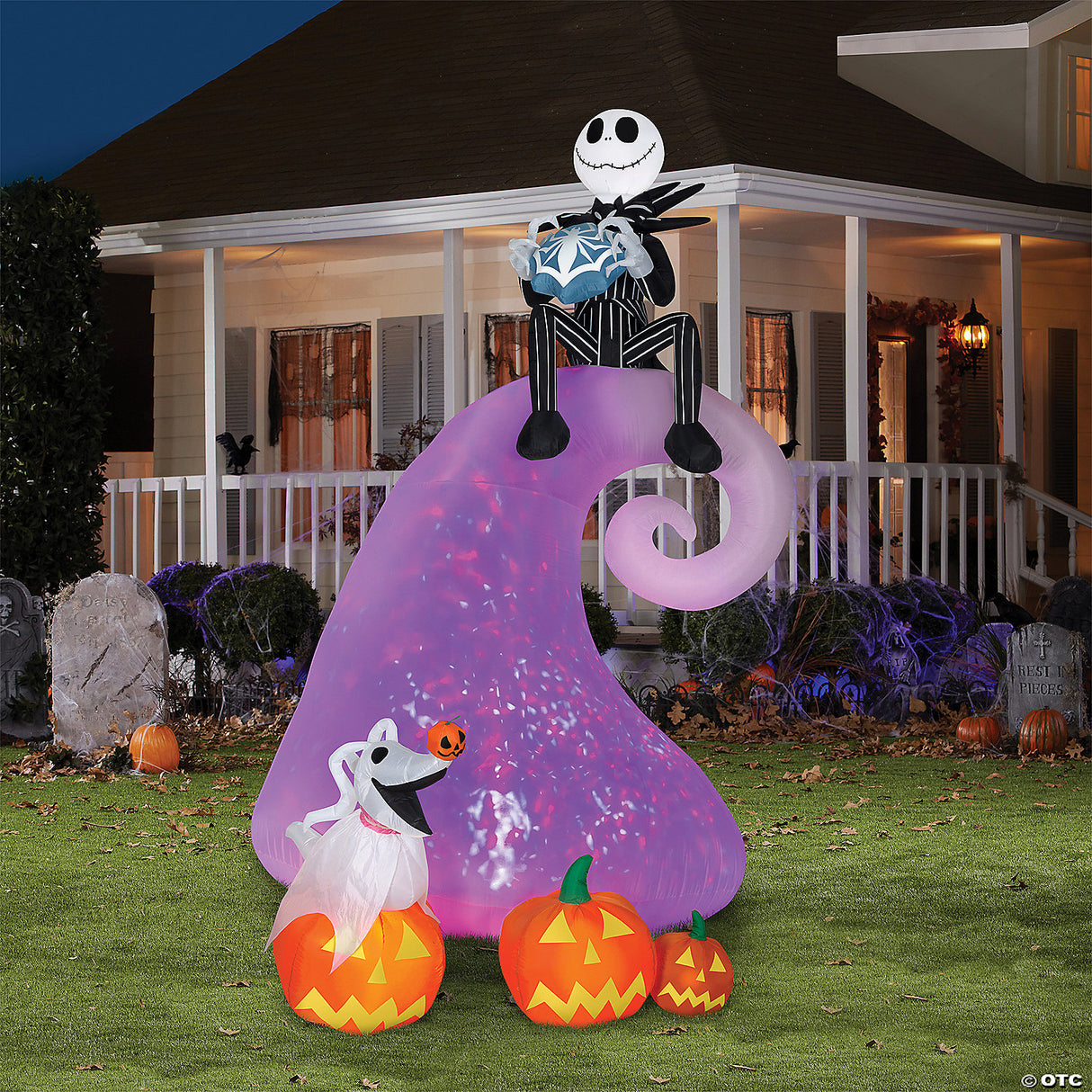 Airblown Projection Nightmare Before Christmas Scene 107" Outdoor Yard Decor