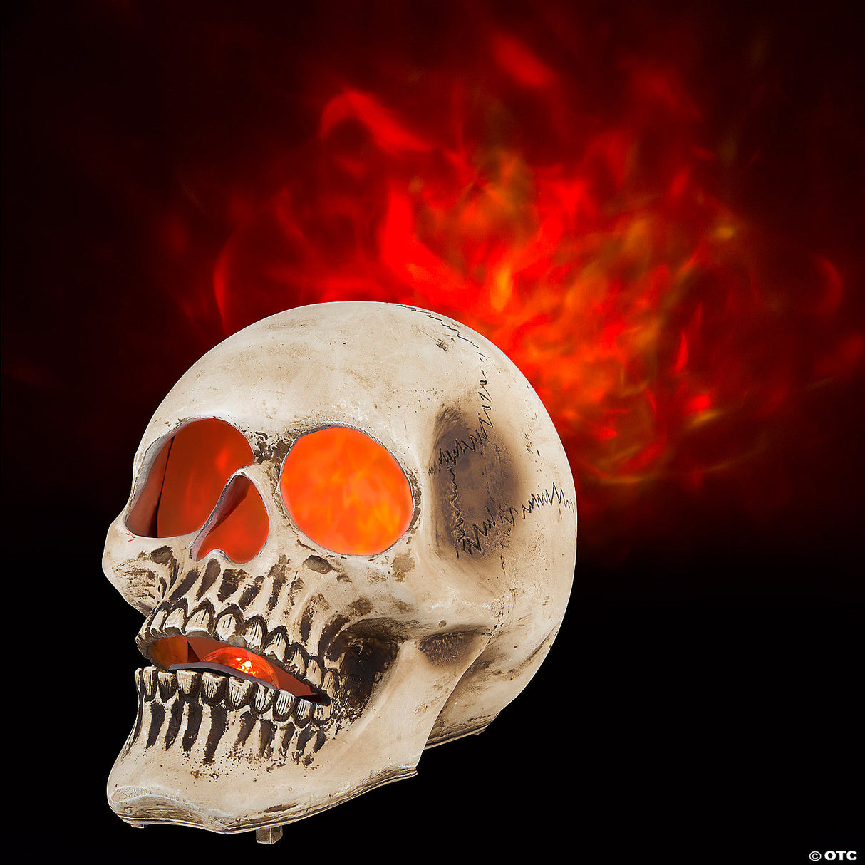 10" Lightshow®fire & Ice™ Flaming Skull Projection Light Halloween Decoration