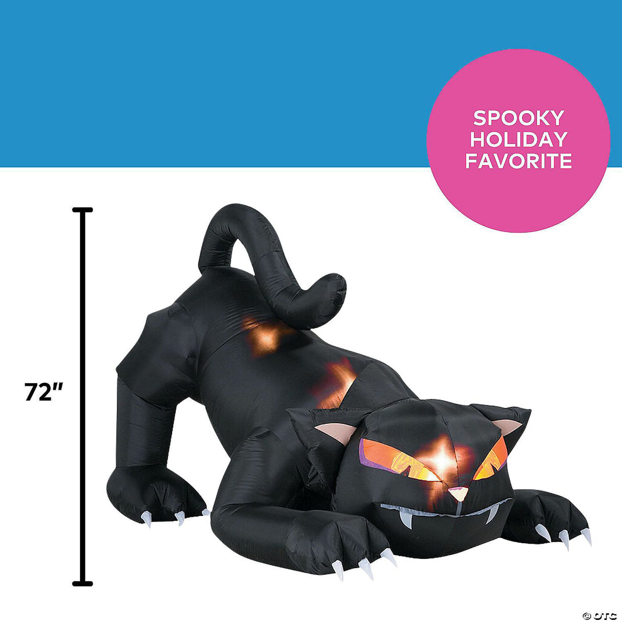 72" Blow Up Inflatable Black Cat With Turning Head Halloween Decoration