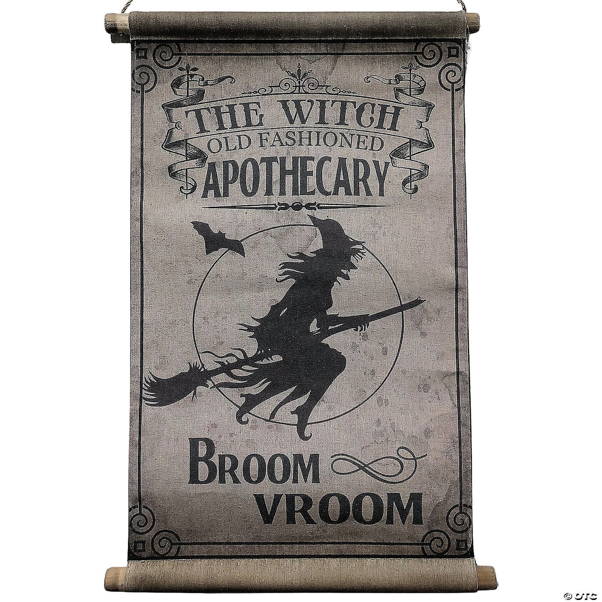 26" Broom Vroom Canvas Hanging Sign Halloween Decoration