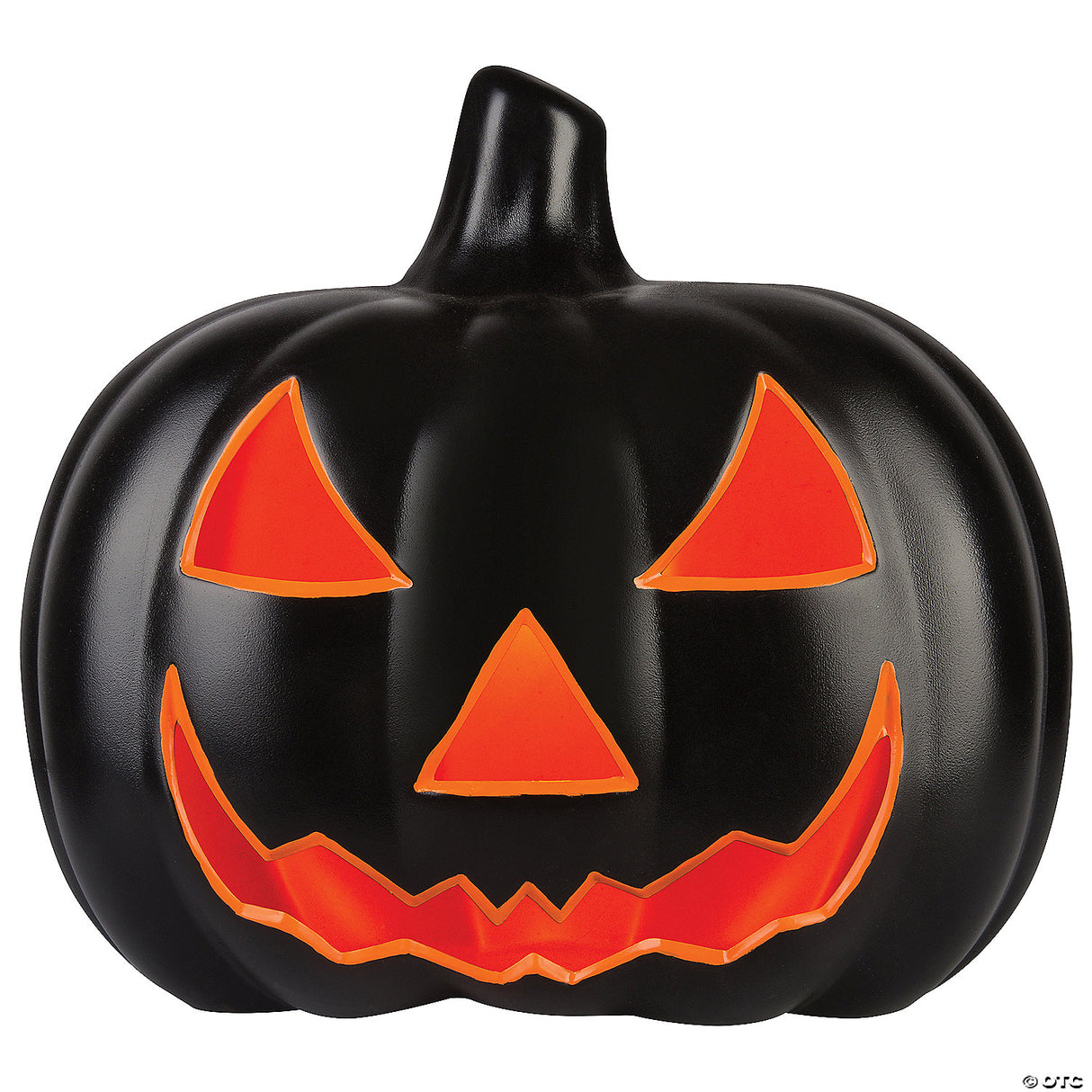 17" Scary Black Jack O Lantern With Orange Light Halloween Decoration