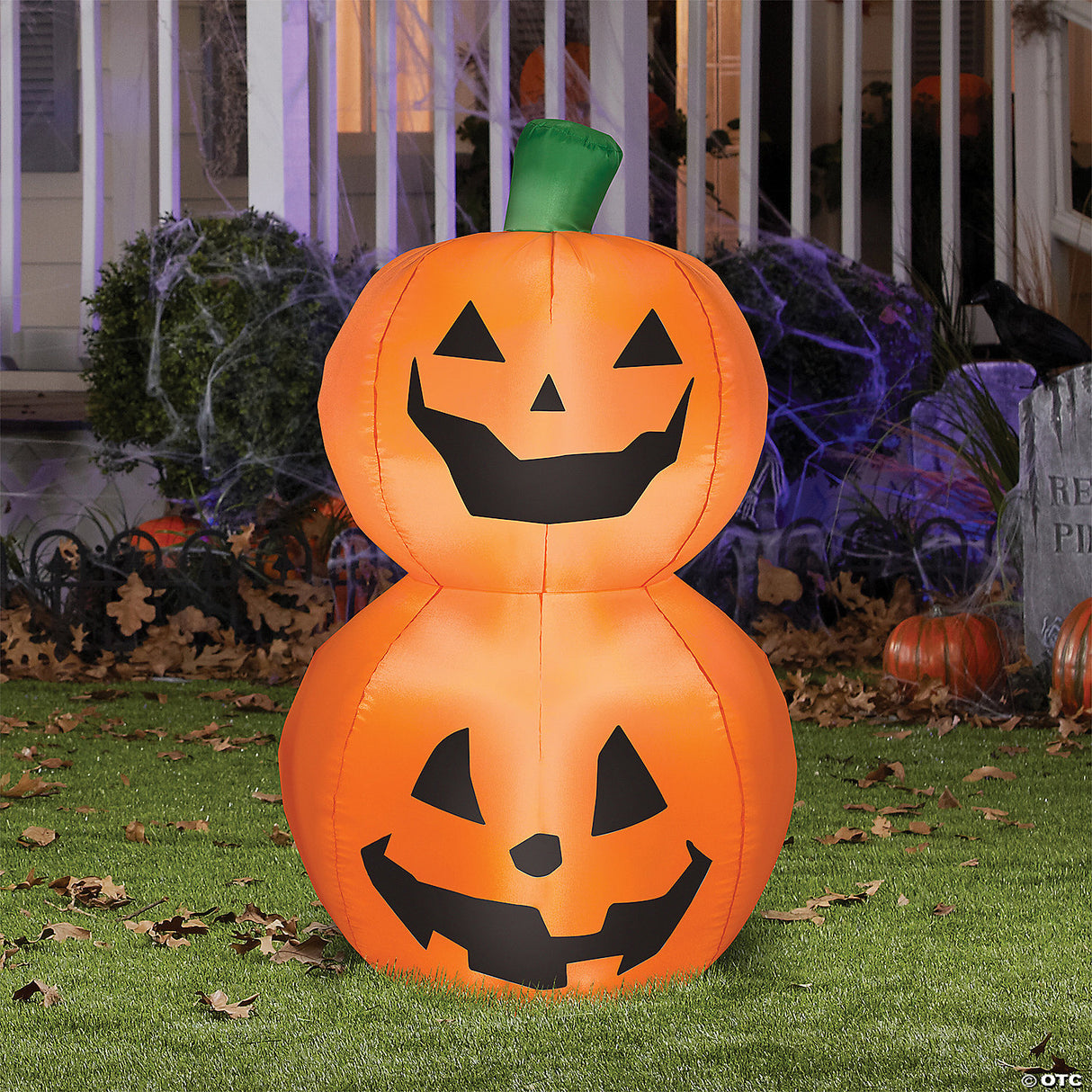 42" Blow-up Inflatable Pumpkin Stack With Built-in Led Lights Outdoor Yard Decoration