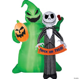 77" Blow-up Inflatable Nightmare Before Christmas Jack Skellington With Oogie Boogie & Built-in Led Lights Outdoor Yard Decoration