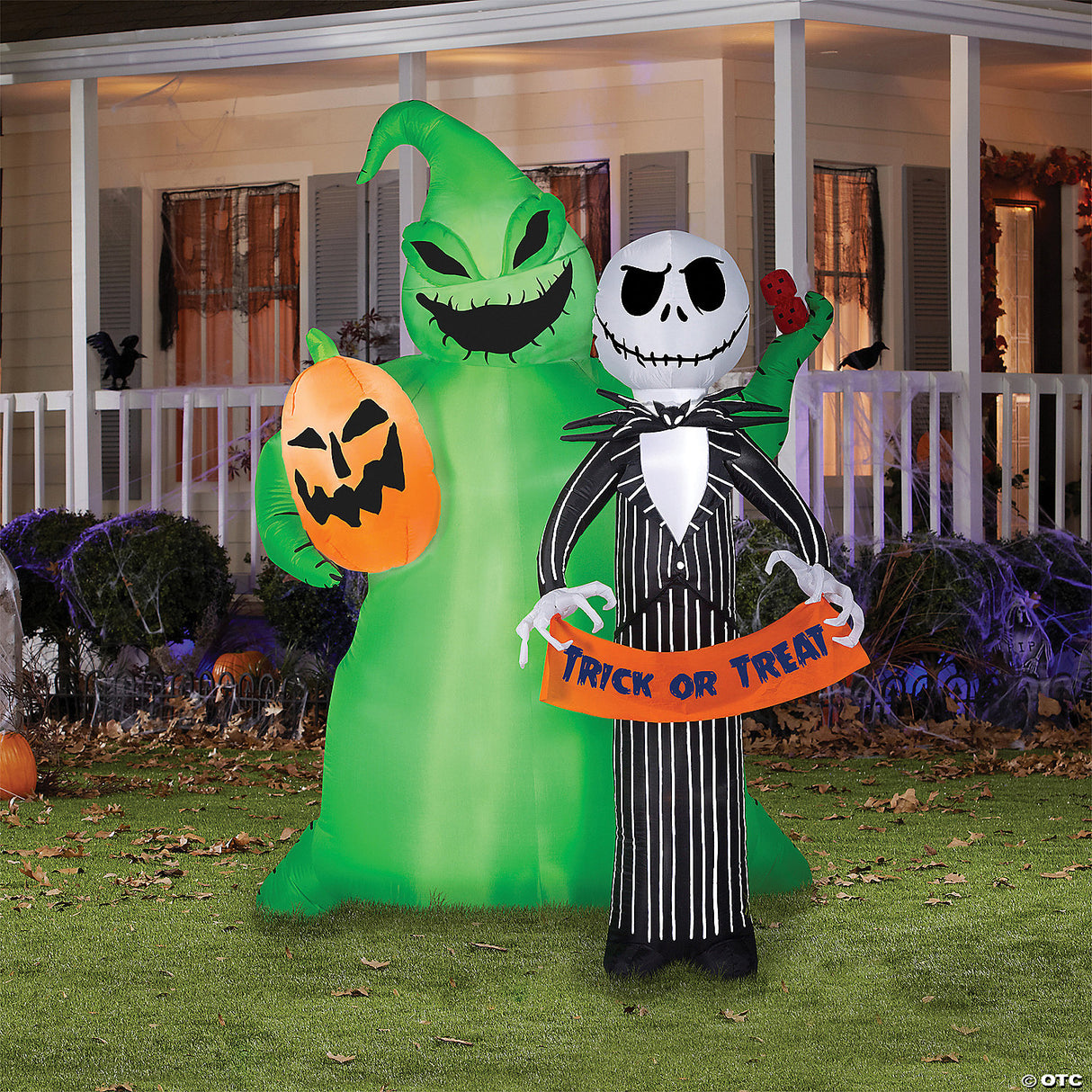 77" Blow-up Inflatable Nightmare Before Christmas Jack Skellington With Oogie Boogie & Built-in Led Lights Outdoor Yard Decoration