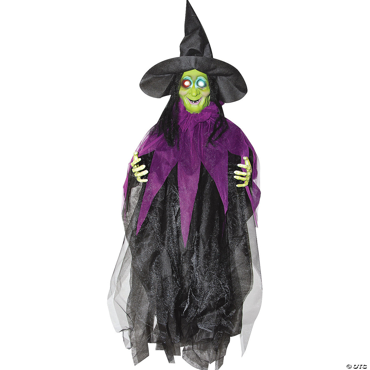 Hanging Witch With Glowing Eyes Decoration