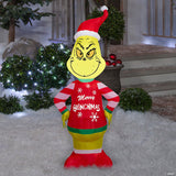 4 Ft. Airblown® Blowup Inflatable Grinch With Merry Grinchmas Ugly Sweater & Built-in Lights Christmas Outdoor Yard Decoration