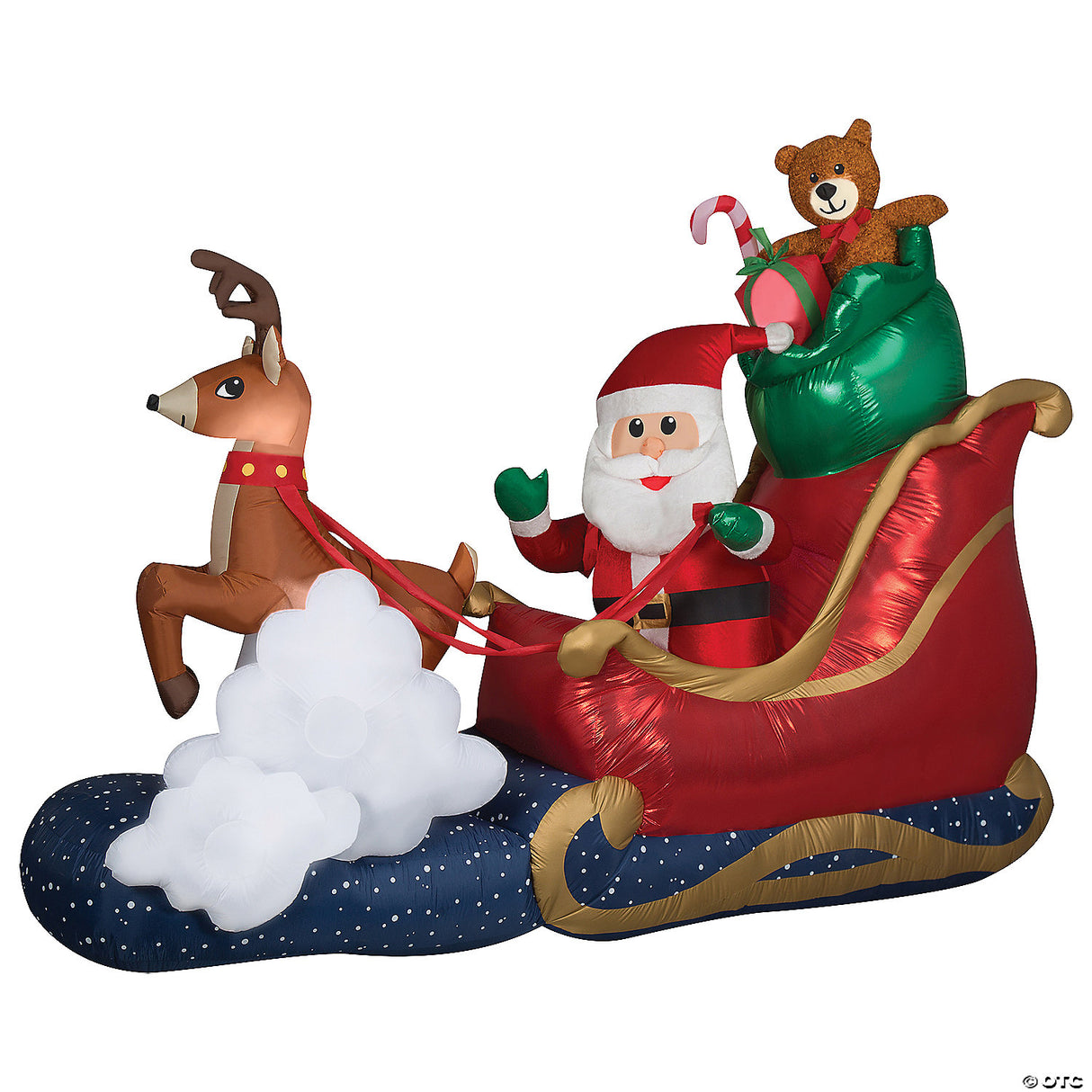 Airblown® Animated Luxe Waving Santa W/ Rocking Reindeer On A Cloud 84" Inflatable Christmas Outdoor Yard Decor