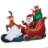 Airblown® Animated Luxe Waving Santa W/ Rocking Reindeer On A Cloud 84" Inflatable Christmas Outdoor Yard Decor